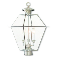  2384-91 - 3 Light Brushed Nickel Post-Top Lantern