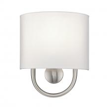  42891-91 - 1 Light Brushed Nickel ADA Sconce with Hand Crafted Off-White Fabric Shade