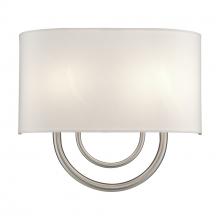  42892-91 - 2 Light Brushed Nickel ADA Sconce with Hand Crafted Off-White Fabric Shade