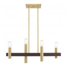  46864-12 - 4 Lt Satin Brass & Bronze Linear Chandelier