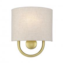  60271-33 - 1 Light Soft Gold ADA Sconce with Hand Crafted Oatmeal Fabric Shade with White Fabric Inside