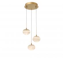  12120-030 - Calcolo, 3 Light Round LED Pendant, Painted Antique Brass
