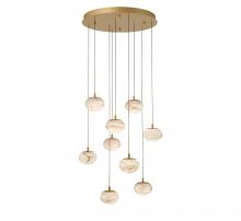  12121-030 - Calcolo, 9 Light Round LED Chandelier, Painted Antique Brass