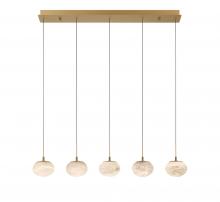  12125-030 - Calcolo, 5 Light Linear LED Chandelier, Painted Antique Brass