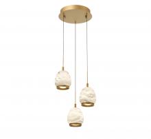  12136-030 - Lucidata, 3 Light Round LED Pendant, Painted Antique Brass