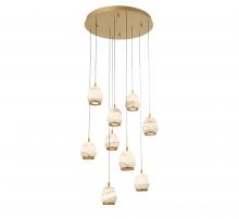  12137-030 - Lucidata, 9 Light Round LED Chandelier, Painted Antique Brass