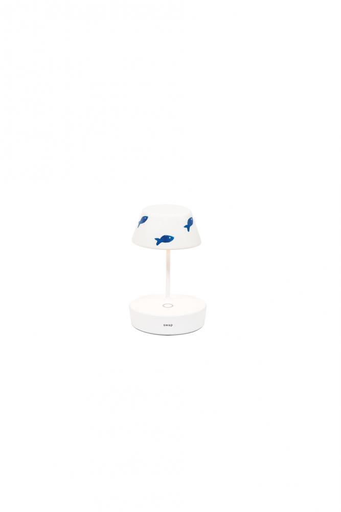 Mini Ceramic Shades For Swap Table Lamps - Light Blue Fish