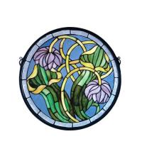 11093 - 17"W X 17"H Pitcher Plant Medallion Stained Glass Window