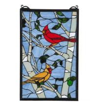 119436 - 13"W X 10"H Cardinals Morning Stained Glass Window