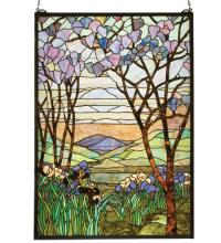  12514 - 29"W X 40"H Tiffany Magnolia & Iris Stained Glass Window
