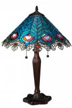 138775 - 23"H Peacock Feather Lace Table Lamp