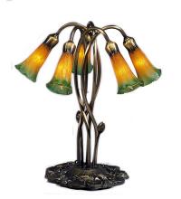  14893 - 17" High Amber/Green Pond Lily 5 LT Accent Lamp