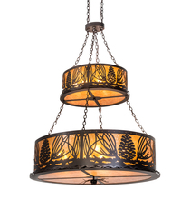  193499 - 48" Long Mountain Pine Two Tier Inverted Pendant
