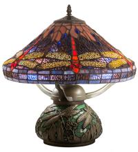  212524 - 16" High Tiffany Hanginghead Dragonfly Cone Table Lamp