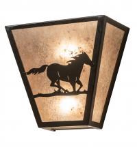  235509 - 13" Wide Running Horses Wall Sconce