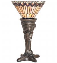  244879 - 15" High Tiffany Jeweled Peacock Mini Lamp