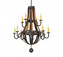  247815 - 48" Wide Barrel Stave Madera 12 Light Two Tier Chandelier