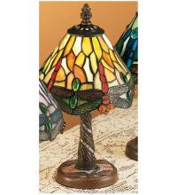  26614 - 12"H Tiffany Hanginghead Dragonfly w/ Twisted Fly Mosaic Base Mini Lamp