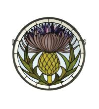  28436 - 17"W X 17"H Thistle Stained Glass Window