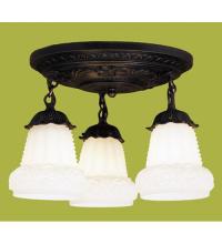 Meyda Green 30543 - 12" Wide White Puffy Rose 3 Light Semi-Flushmount