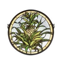  48550 - 16"W X 16"H Welcome Pineapple Stained Glass Window