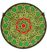  51527 - 20"W X 20"H Knotwork Trance Medallion Stained Glass Window