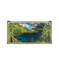  65497 - 40"W X 20"H Sunset Meadow Stained Glass Window