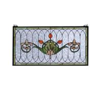 Meyda Green 68019 - 26"W X 14"H Tulip & Fleurs Stained Glass Window
