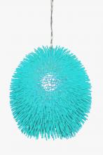  169P01AQ - Urchin 1-Lt Pendant - Aqua Velvet