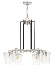  351C06BLPN - Arlo 6-Lt Chandelier - Black/Polished Nickel