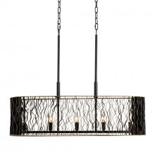  380N05MBFG - Estela 5-Lt Linear Pendant - Matte Black/French Gold