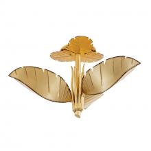  901S03GO - Banana Leaf 3-Lt Semi-Flush - Gold/Dark Edging