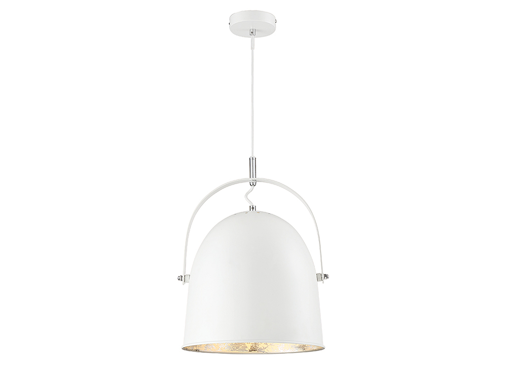 Cypress 1-Light Pendant in White with Silver Leaf