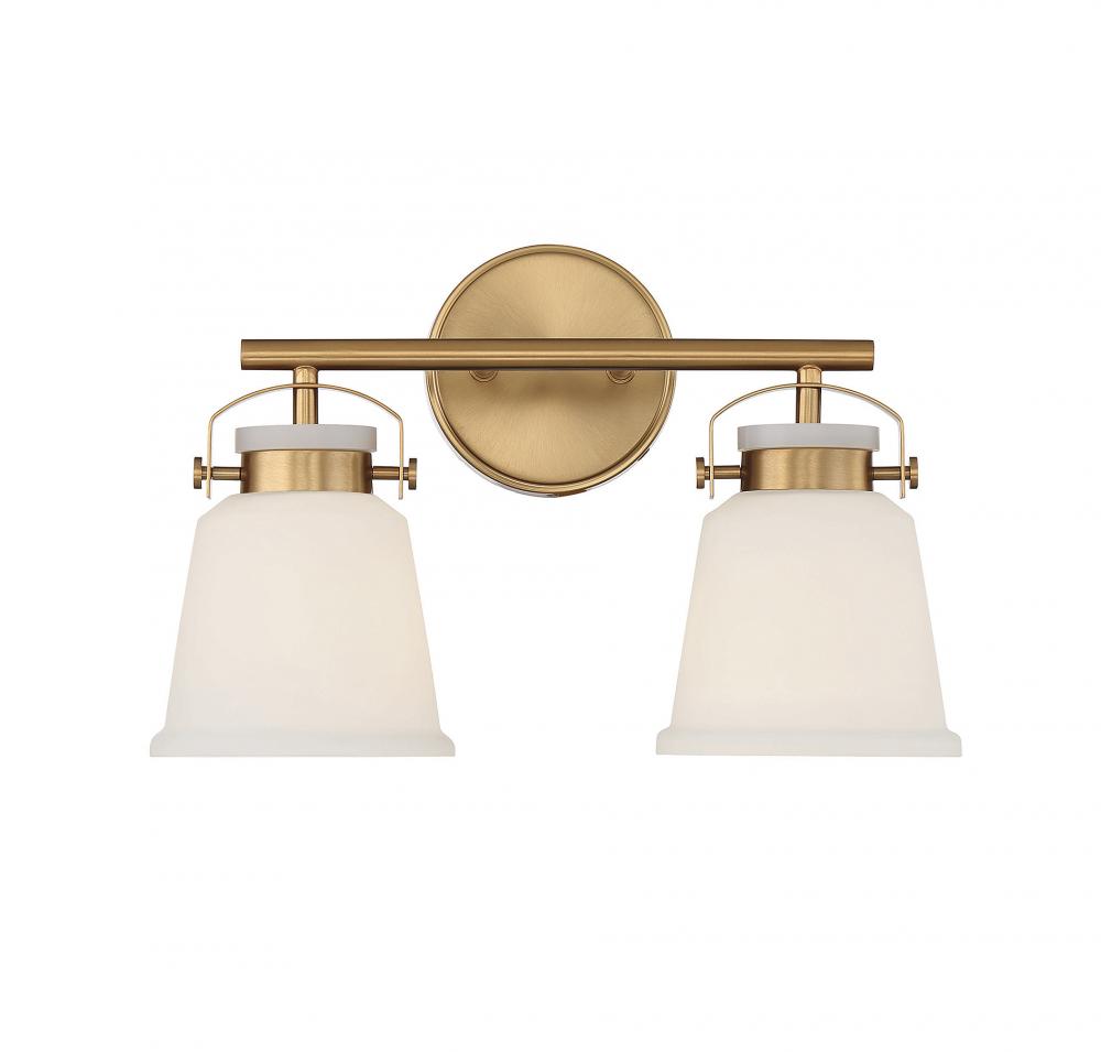 Kaden 2-Light Bathroom Vanity Light in Warm Brass