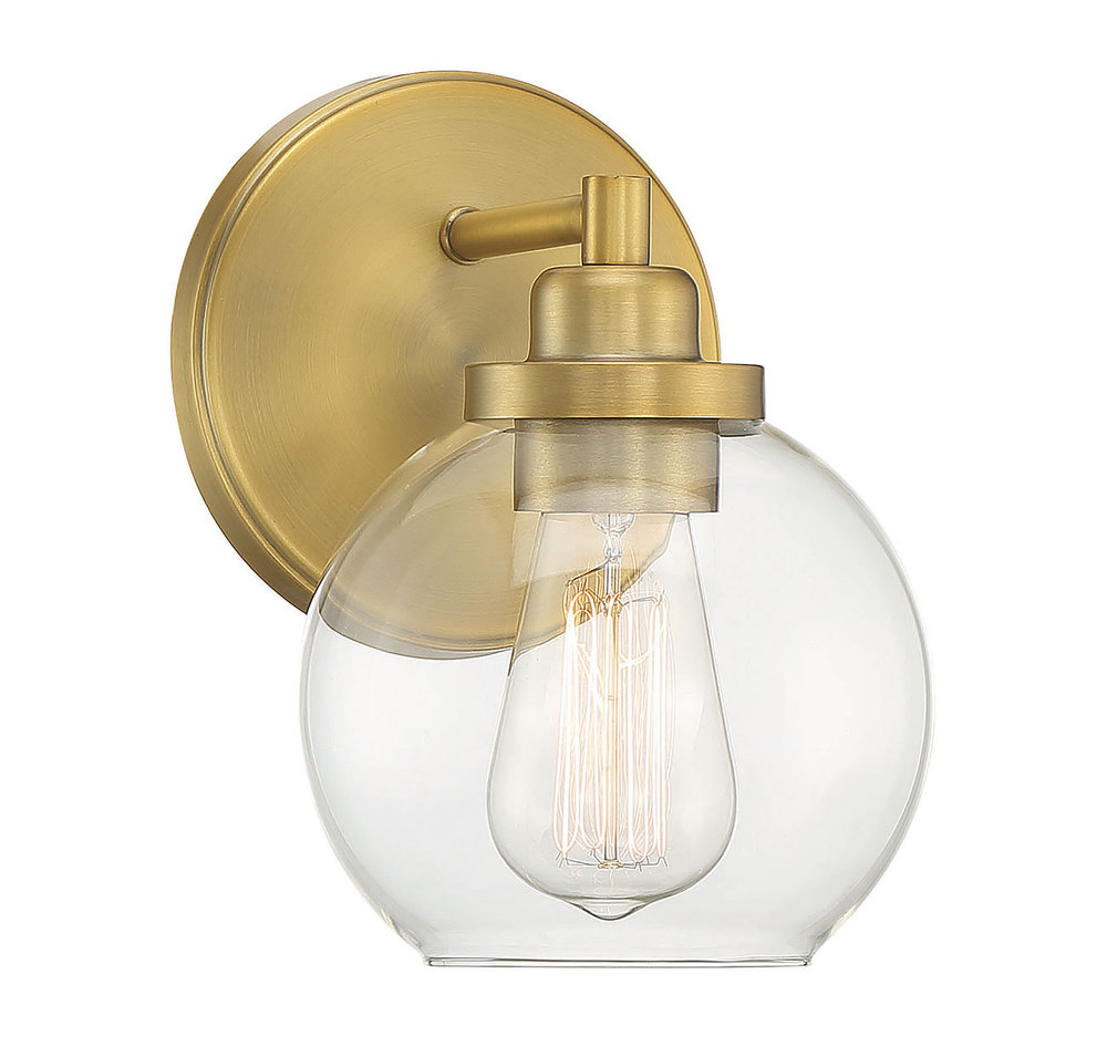 Carson 1-Light Bathroom Vanity Light in Warm Brass