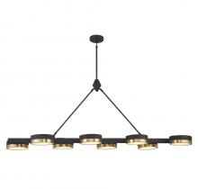  1-1636-8-143 - Ashor 8-Light LED Linear Chandelier in Matte Black with Warm Brass Accents