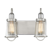  8-1780-2-111 - Lansing 2-Light Bathroom Vanity Light in Satin Nickel with Polished Nickel Accents