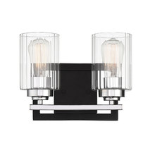 Savoy House 8-2154-2-67 - Redmond 2-Light Bathroom Vanity Light in Matte Black with Polished Chrome Accents