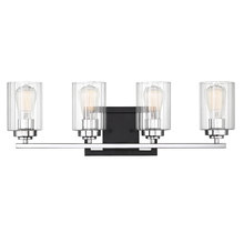 Savoy House 8-2154-4-67 - Redmond 4-Light Bathroom Vanity Light in Matte Black with Polished Chrome Accents