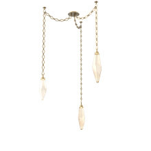 Hammerton SNB0050-03-GB-CA-CH1-L3 - Rock Crystal Multi Light Pendant Multi Port Canopy Gilded Brass