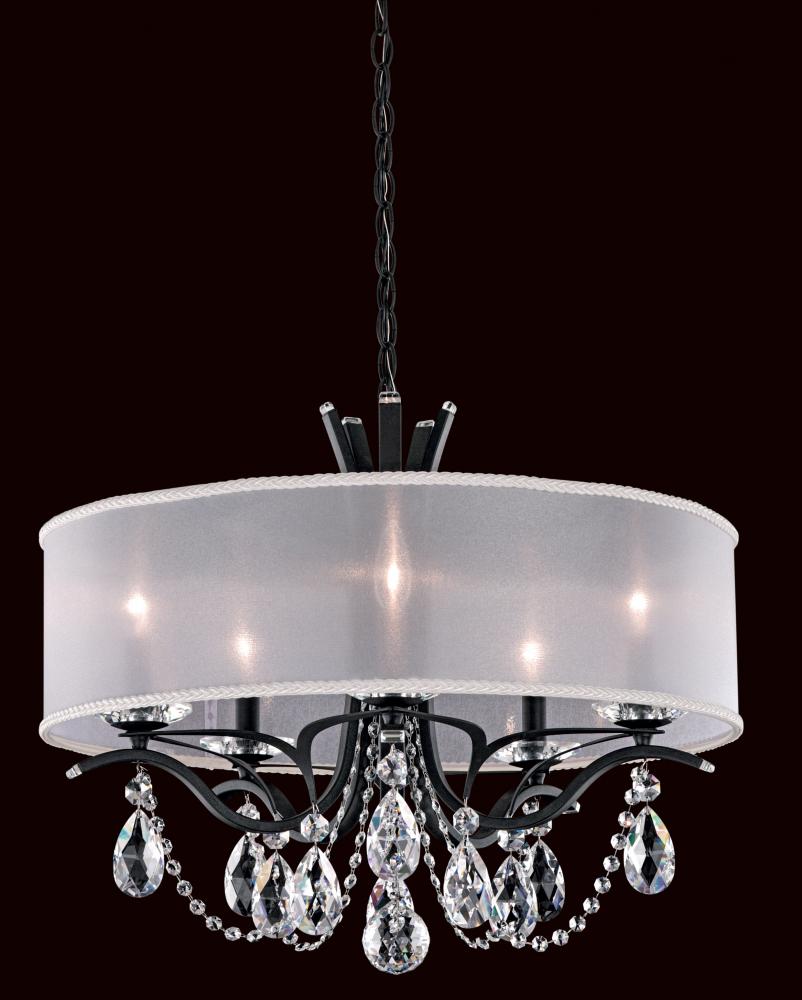 Vesca 5 Light 120V Chandelier in Etruscan Gold with Clear Heritage Handcut Crystal and White Shade