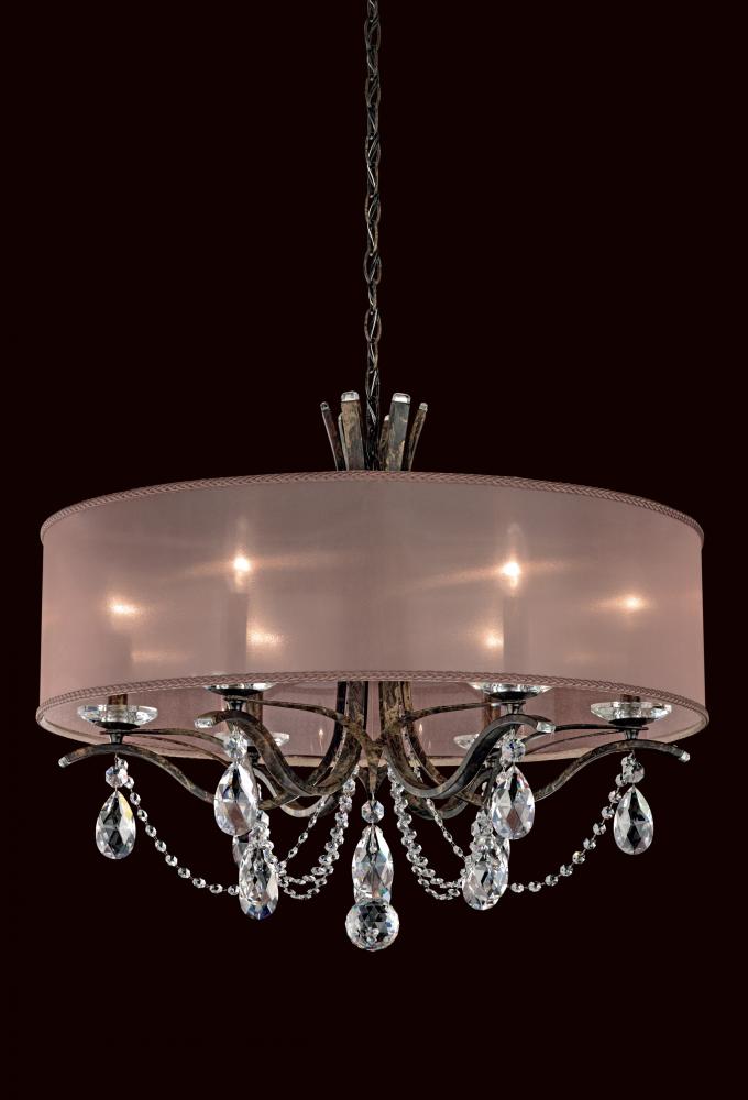 Vesca 6 Light 120V Chandelier in Ferro Black with Clear Heritage Handcut Crystal and Gold Shade
