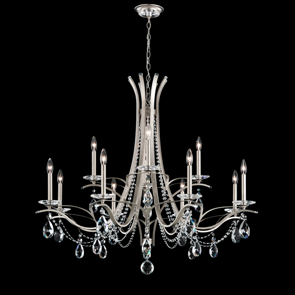 Vesca 12 Light 120V Chandelier in Antique Silver with Clear Heritage Handcut Crystal