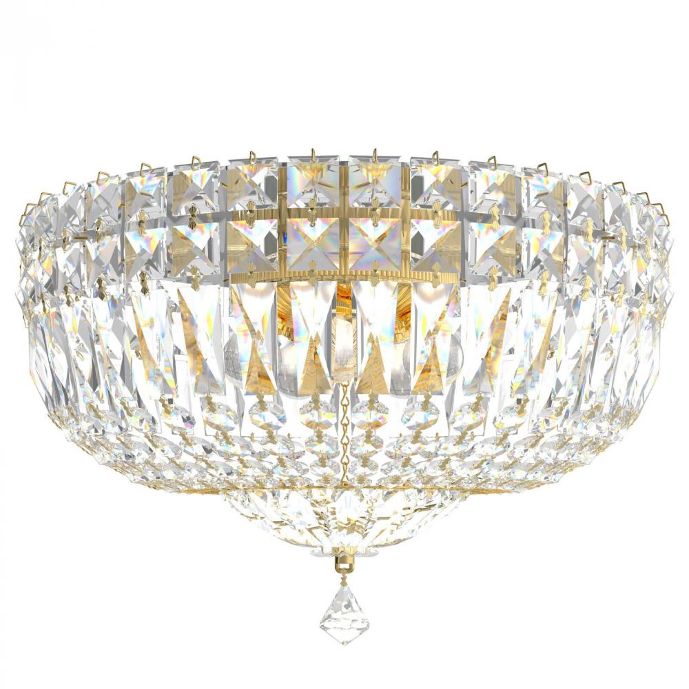 Petit Crystal Deluxe 12" 110V Close to Ceiling in Rich Auerelia Gold with Clear Heritage Cryst