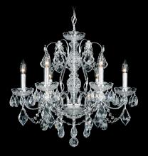  1705-48 - Century 6 Light 120V Chandelier in Antique Silver with Clear Heritage Handcut Crystal