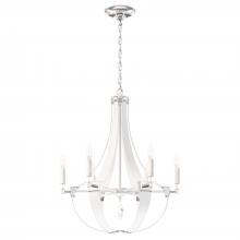  CY1006N-LW1R - Crystal Empire 6 Light 120V Chandelier in White Pass Leather with Clear Radiance Crystal