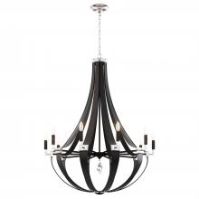 CY1010N-LW1R - Crystal Empire 10 Light 120V Chandelier in White Pass Leather with Clear Radiance Crystal