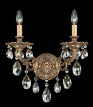  5642-23H - Milano 2 Light 120V Wall Sconce in Etruscan Gold with Clear Heritage Handcut Crystal