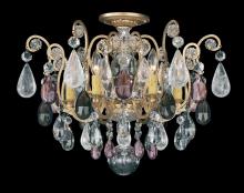  3584-51CL - Renaissance Rock Crystal 6 Light 120V Semi-Flush Mount in Black with Clear Crystal and Rock Crysta