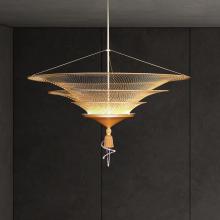  S2234-706H - Veneto 34in LED 3000K/3500K/4000K 120V-277VV Pendant in Gold with Clear Heritage Handcut Crystal